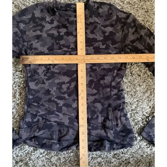 Lululemon Close to Crossing seamless gray Camo Jacquard long sleeve SHIRT TOP sz - Picture 4 of 7